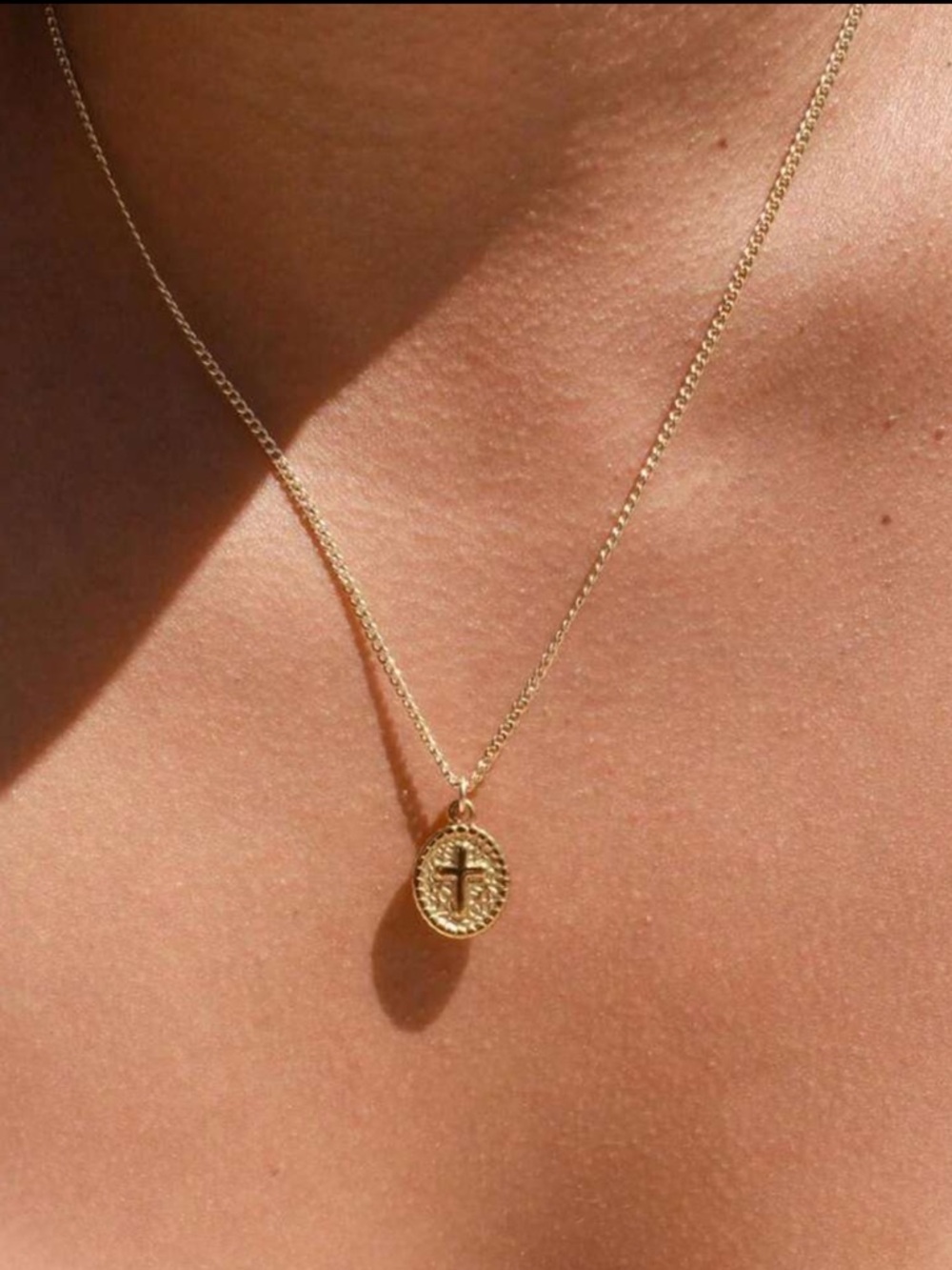 Gold Cross Coin Pendant Necklace - Women Jewelry R 384